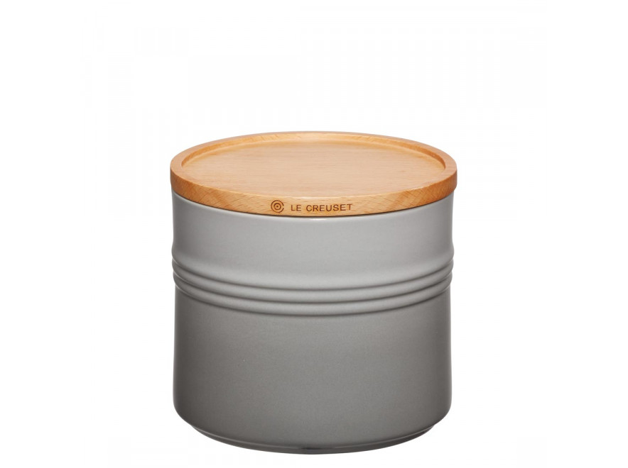 Le Creuset Емкость для хранения с деревянной крышкой 12 см, Perlgrau | https://grandposuda.com.ua