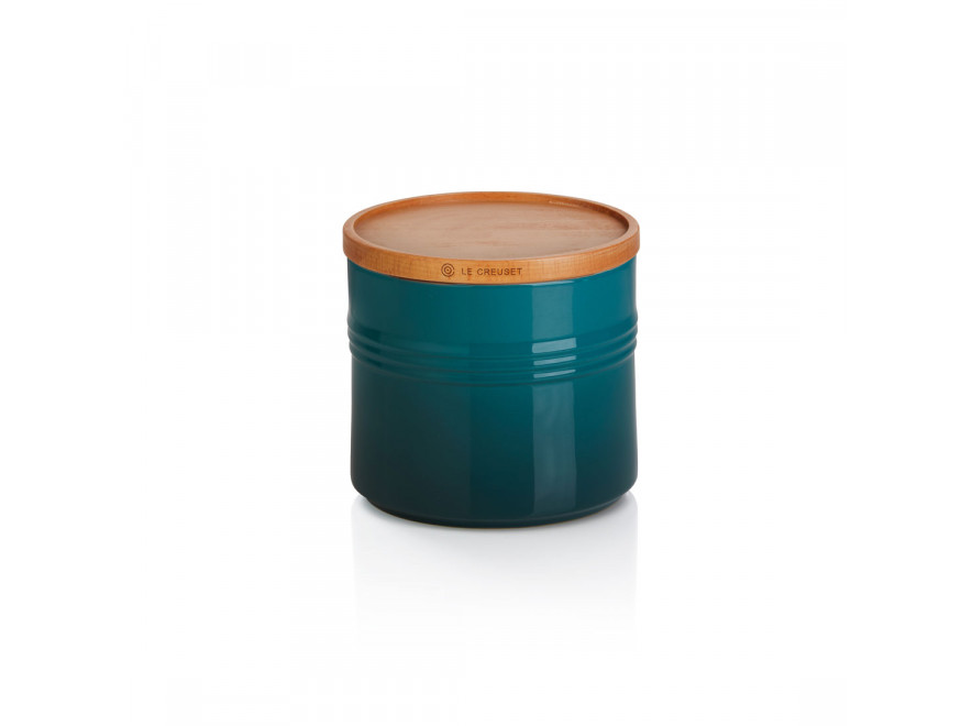Le Creuset Емкость для хранения с деревянной крышкой 12 см, Deep Teal | https://grandposuda.com.ua