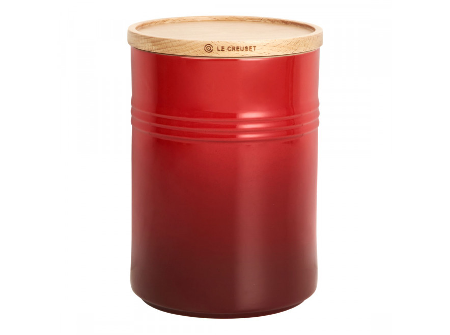 Le Creuset Емкость для хранения с деревянной крышкой 19 см, красная | https://grandposuda.com.ua