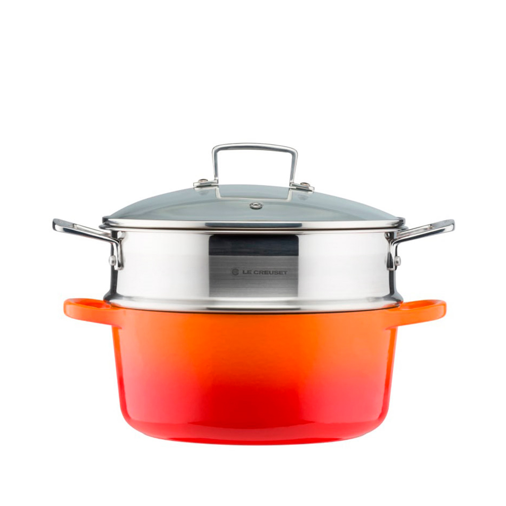 Le Creuset Паровая вставка со стеклянной крышкой 24 см Metal | https://grandposuda.com.ua