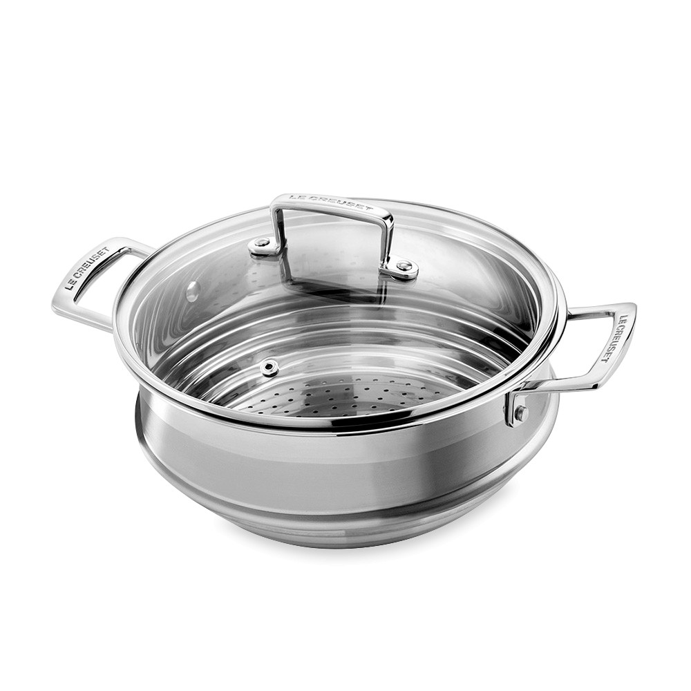 Le Creuset Паровая вставка со стеклянной крышкой 24 см Metal | https://grandposuda.com.ua