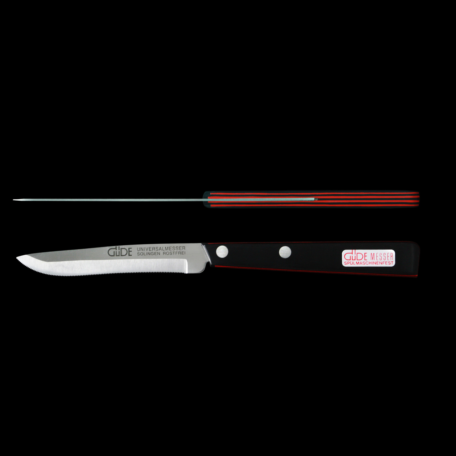 Нож универсальный 10 см черный-красный Universal Guede | https://grandposuda.com.ua