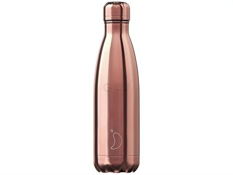 Вакуумна пляшка для води 0,5 л, кольору рожевого золота Chrome Rose Gold CHILLYS | https://grandposuda.com.ua