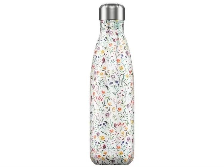 Вакуумна пляшка для води 0,5 л, кольорова Floral Meadow CHILLYS | https://grandposuda.com.ua
