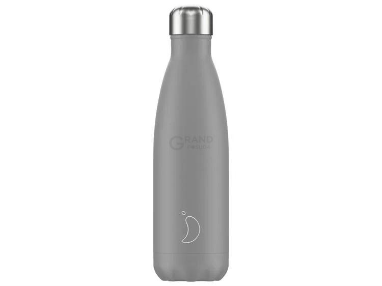 Вакуумна пляшка для води 0,5 л, сіра Monochrome Grey CHILLYS | https://grandposuda.com.ua