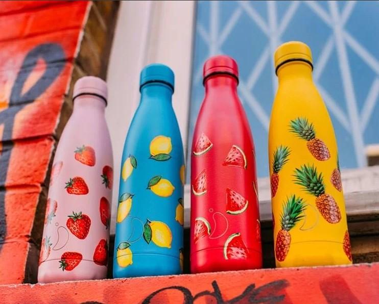Вакуумная бутылка для воды 0,5 л, розовая Icons Strawberry CHILLY'S | https://grandposuda.com.ua