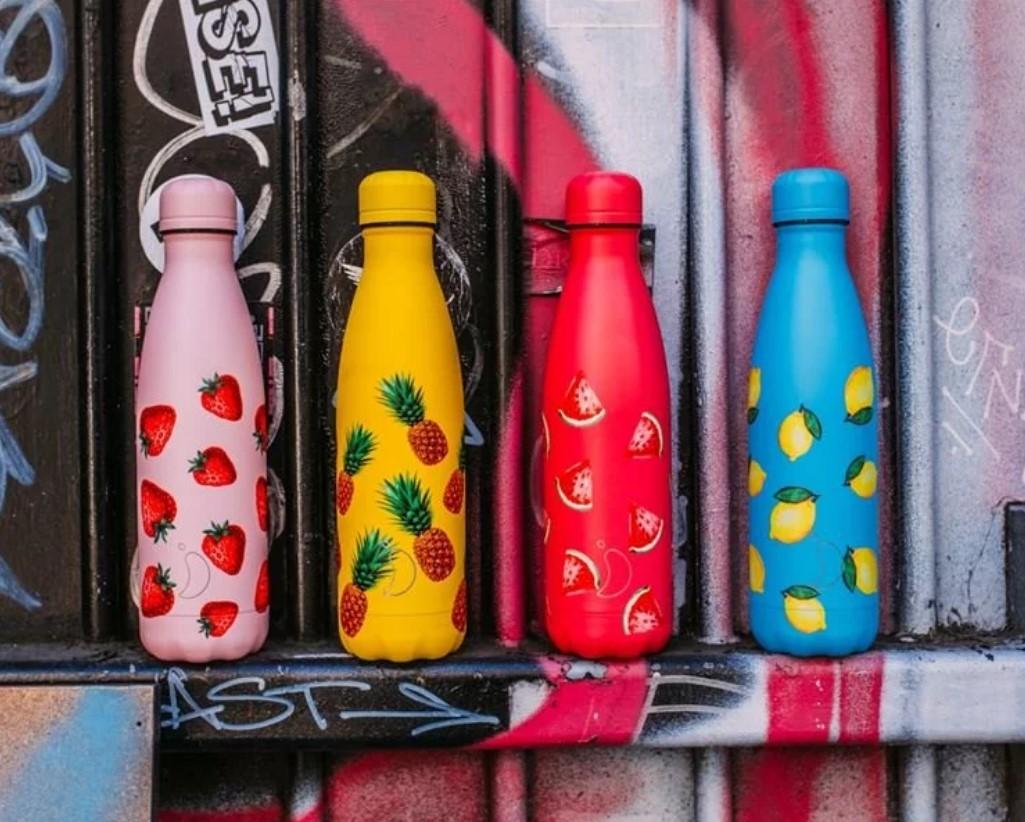 Вакуумная бутылка для воды 0,5 л, розовая Icons Strawberry CHILLY'S | https://grandposuda.com.ua