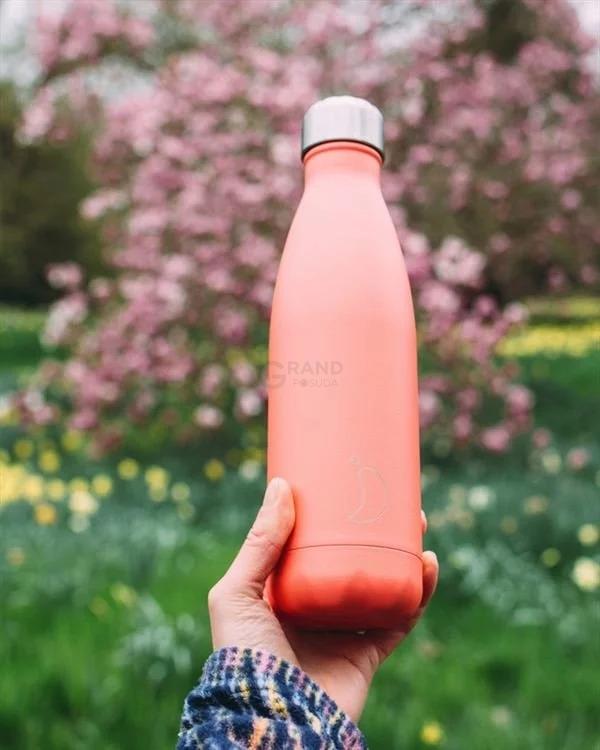 Вакуумна пляшка для води 0,5 л, коралова Pastel Coral CHILLYS | https://grandposuda.com.ua