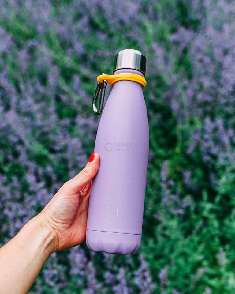 Вакуумна пляшка для води 0,5 л, фіолетова Pastel Purple CHILLYS | https://grandposuda.com.ua