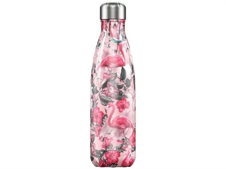 Вакуумная бутылка для воды 0,5 л, цветная Tropical Flamingo CHILLY'S | https://grandposuda.com.ua