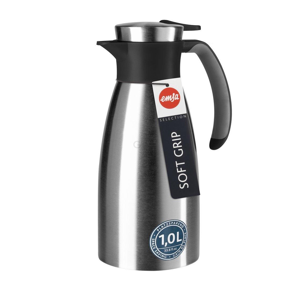 Термос-чайник 1 л чорний Soft Grip Emsa | https://grandposuda.com.ua