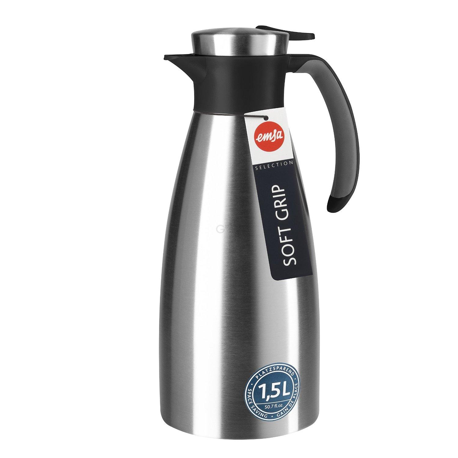 Термос-чайник 1,5 л черный Soft Grip Emsa | https://grandposuda.com.ua