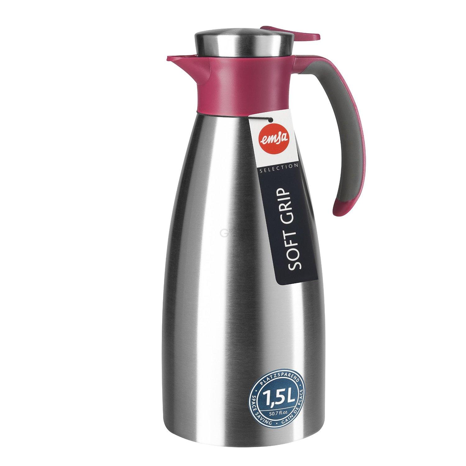 Термос-чайник 1,5 л малина Soft Grip Emsa | https://grandposuda.com.ua