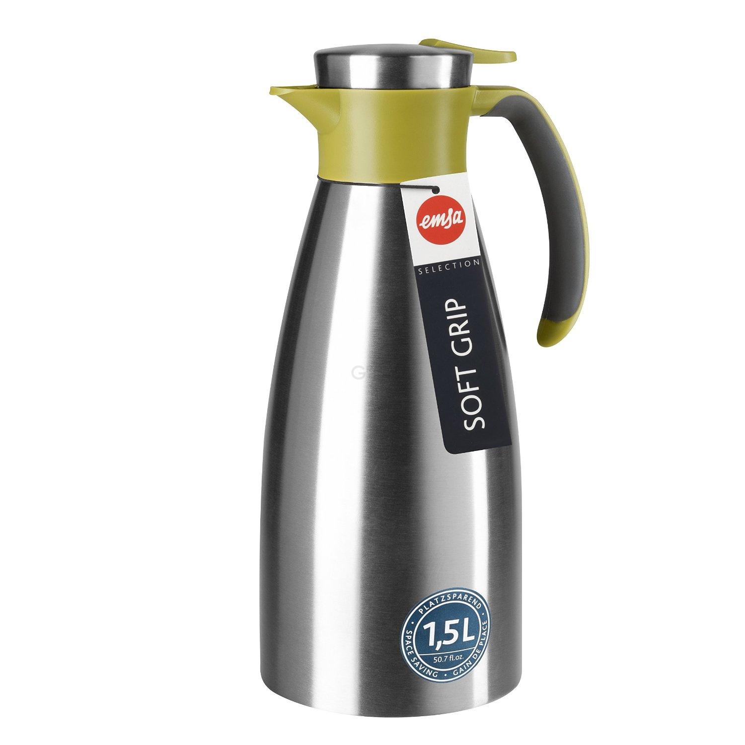 Термос-чайник 1,5 л зеленый Soft Grip Emsa | https://grandposuda.com.ua