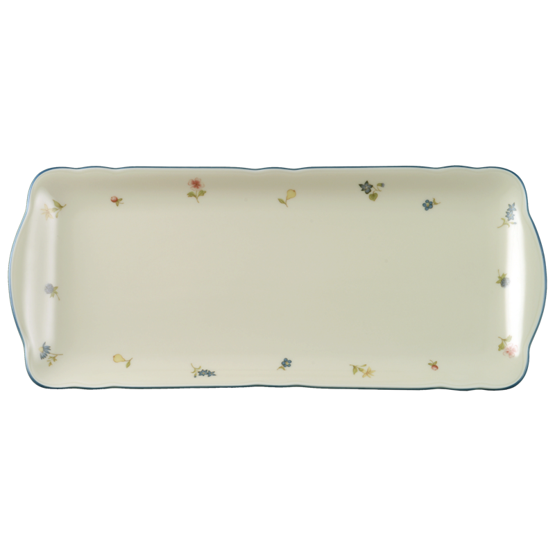Seltmann Weiden Блюдо прямокутне 35 х 15 см Streublume blauer Rand Marie-Luise | https://grandposuda.com.ua